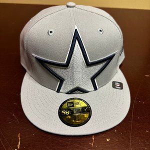 New Era Mens Gray Dallas Cowboys Logo 59FIFTY NFL Team Headwear Fitted Hat Sz 7